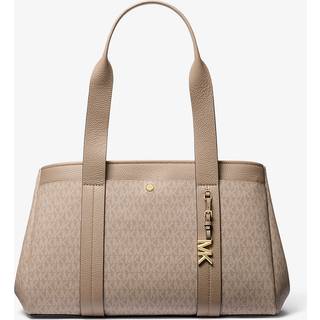 MK Romee Large Signature Logo and Leather Tote Bag - Natural - Michael Kors - ONE SIZE