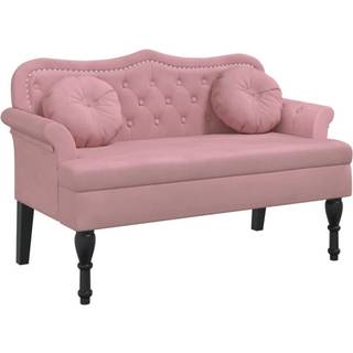 bænk med hynder 120,5x65x75 cm velour lyserød