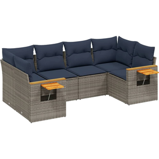 Sofaesæt Til Haven 6 Dele Med Hynder Polyrattan - 3x hjørnedel   bord   2x midterdel