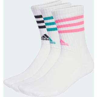 3-Stripes Cushioned tennissokker, 3 par - White / Pure Teal / Lucid Pink / Black - 43-45
