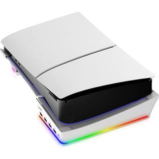 PS5 Slim & PS5 Pro USB Hub og Horisontal stander med cool RGB lys. iPega. Hvid