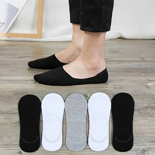 TEMU 5/10 Pairs Men's Breathable Invisible Socks, Solid Color, Anti-slip, Non-slip Heel Boat Socks, Comfortable And Casual For Spring And Summer, Shallow Mouth Short Sock