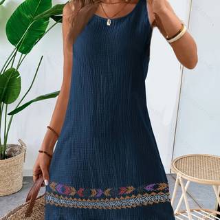 TEMU Women's Round Neck Sleeveless Beach Vacation Summer Dress
