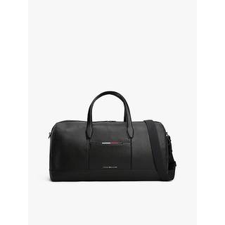 Metal Logo Pebble Grain Crossbody Duffel Bag