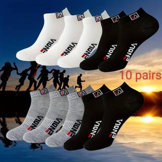 TEMU 5/10/15/ Pairs Men's Casual Socks - Breathable Knit Fabric, Assorted Colors (black, White, Gray, Navy Blue) With "paris" Lettering, , Casual Wear Socks | Stylish Men's Socks | Breathable Socks