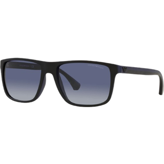 Emporio Armani EA4033 58644L 56 Solbriller Mænd Black - Black Rubber Blue - 56mm