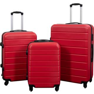 Kuffert tilbud - Sæt med 3 stk. - Eksklusivt hardcase kuffertsæt - Strib rød