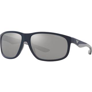 Emporio Armani Mand EA4199U 5088Z3 Solbriller Injiceret Blå Sølv Pillow Polariseret Spejl