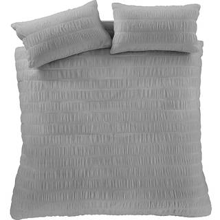 Catherine Lansfield Catherine Lansfield Grey Seersucker Easy Care Duvet Cover Set
