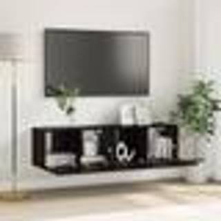 TV-møbelsæt 2 pcs Sort 60 x 30 x 30 cm Konstrueret træ