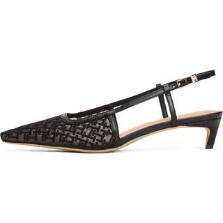 TH Monogram Slingback Mesh Kitten Heels