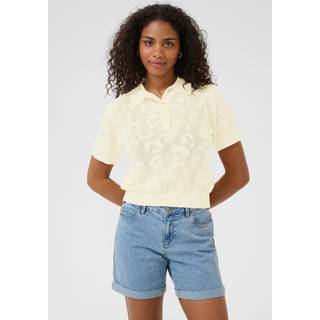 KAFFE Abela Polo T-Shirt Mønstret Strik Turtledove Hvid-L
