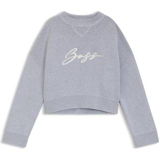 Cropped sweatshirt i bomuld med broderet håndskrevet logo