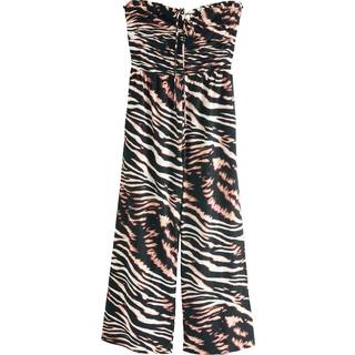 Next Black/Animal Halter Neck Wide Leg 100% Cotton Jumpsuit