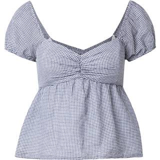 Hollister Hollister Blue Open Back Babydoll Puff Sleeve Peplum Top