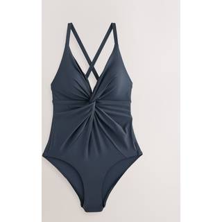 Next Navy Print Twist Front Tummy Control Swimsuit
