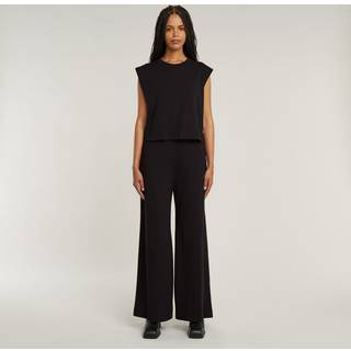 Double Layer Wide Leg Jumpsuit - Black - Women