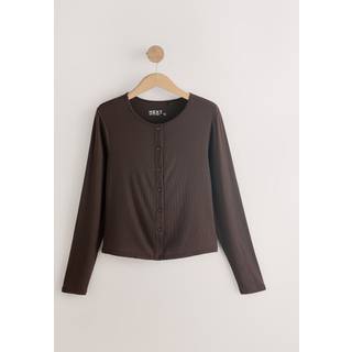 Next Chocolate Brown Lightweight Ribbed Long Sleeve Cardigan with TENCEL Lyocell