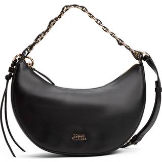 Logo Leather Crescent Crossbody Bag