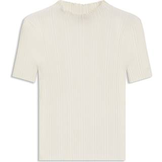 Sweater med uregelmæssig rib og høj hals