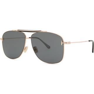 TOM FORD Mand FT1017 JADEN 28A Solbriller Metal Guld Grå Firkantet Normal
