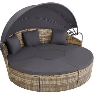 Rund daybed i polyrattan Santorini - natur