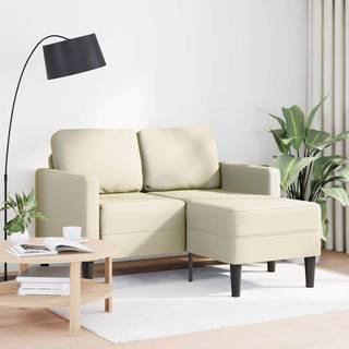 2-Personers Sofa Med Chaiselong L-Formet 125Cm Kunstlæder - Creme