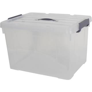 10 Stk Opbevaringskasser - 50 Liter - Praktisk opbevaringssæt med tætsluttende låg - Transparente plastikkasser