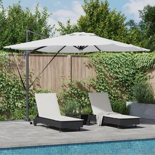 Cantilever Roma parasol med LED lys i sandfarve, 286x285x270 cm, aluminium