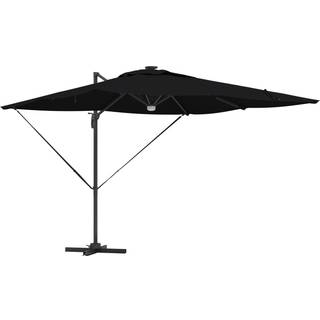 Cantilever Roma parasol med LED lys i sort - 286 x 285 x 270 cm - aluminium