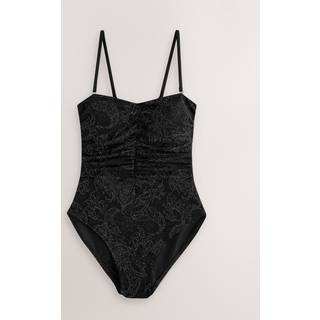 Next Black Metallic Paisley Shaping Tummy Control Bandeau Swimsuit