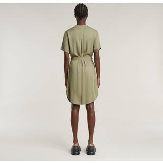 G-Startil kvinder. D26157-D573-6057 Grøn kjole med bælte (S), Casual, Viscose, Korte ærmer