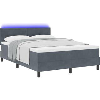 Box Spring Seng Med Madras Mørkegrå 160 X 200 Cm Fløjl