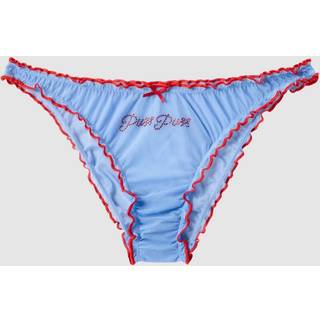 Understatement | Mesh Ruffle Bikini Briefs - Light Blue/Fiery Red