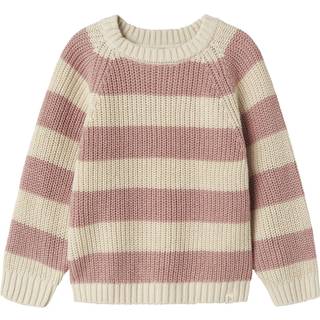 Lil' Atelier Striktrøje Turtledove Med Rosa Striber - Str. 6y 116cm