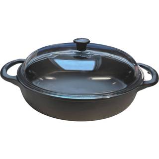 Carl Victor Sauterpande med glaslåg 32 cm, støbejern