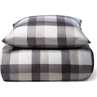 Bambus sengetøj - 100% Naturligt bambus - 140x200 cm - Store grå tern - Satinvævet sengesæt