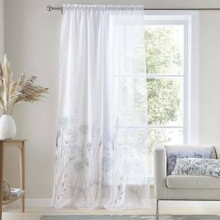 Catherine Lansfield Catherine Lansfield White Meadowsweet Floral Voile Slot Top Sheer Panel Curtains