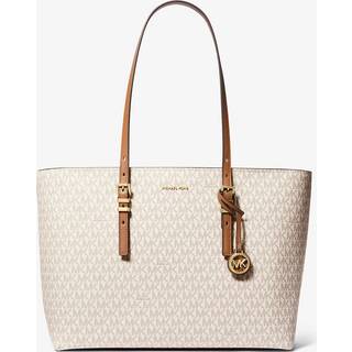 MK Quinn Large Signature Logo and Leather Tote Bag - Natural - Michael Kors - ONE SIZE