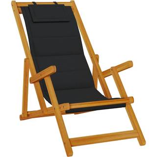 Sammenklappelig Strandstol Med Armlæn Akacietræ&Textilene - Sort