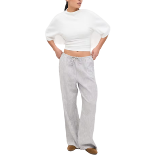 Gina Tricot-Tie back tee-toppe med bindebånd-Hvid-M-Dame