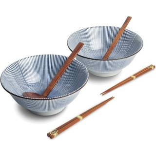 Japansk ramen skålsæt, 6 dele, komplet til 2 personer - Sendan Tokusa Ø21 cm
