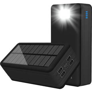 Psooo PS-400 Solcelle Powerbank - 4xUSB-A, 50000mAh - Sort
