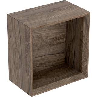 Geberit iCon vægboks kvadratisk: B=22.5cm, H=23.3cm, T=13.2cm, Nøddetræ hickory / Melamin træstruktur