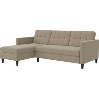 Sovesofa 3 personer med opbevaring i linned look Capuchino