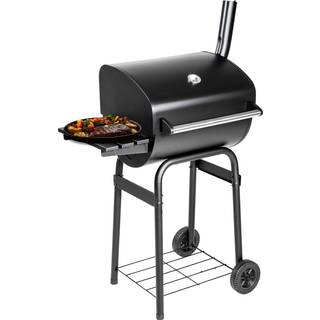 Grill med termometer og hjul - sort
