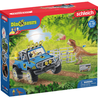 Schleich Dinosaur terrænbil med dinosaur 41464 - køretøj med figur og dinosaur samt tilbehør - 36 dele
