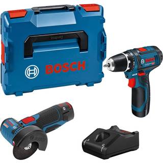 Bosch 12v sæt med 2 værktøjer gsr 12v-15 og gws 12v-76 2x2ah batterier un3481
