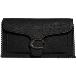 Coach COACH Polished Pebble Leather Tabby Chain Black Clutch