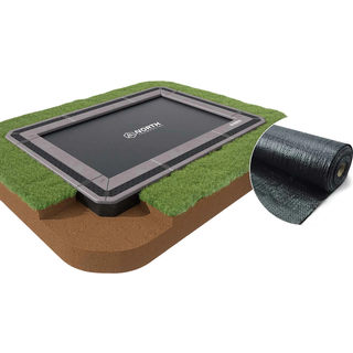 North In Ground + Sikkerhedsnet Firkantet / 3,6 m x 2,5 m / Trampolin + Ukrudtsmembran